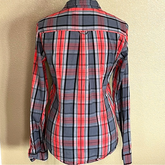 OBEY Western Vibe Inpired Plaid Fitted Long Sleeve Shirt Size M Boho Rockabilly - Picture 3 of 8